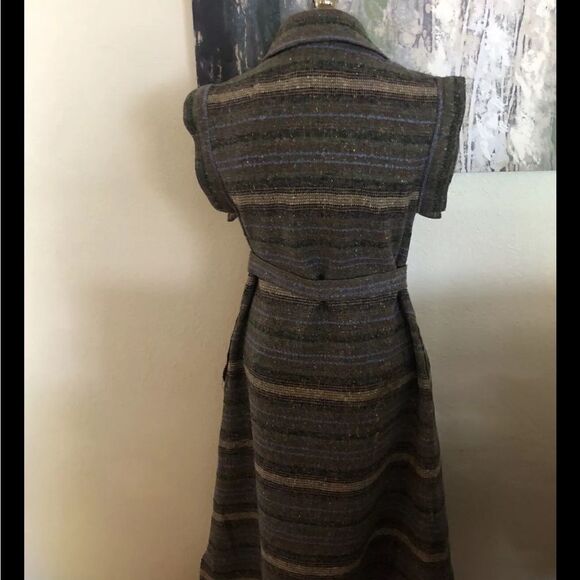 VTG Jimmy Hourihan Dublin Donegal Striped Tweed Wool Dress Ireland Womens MED - Picture 2 of 11
